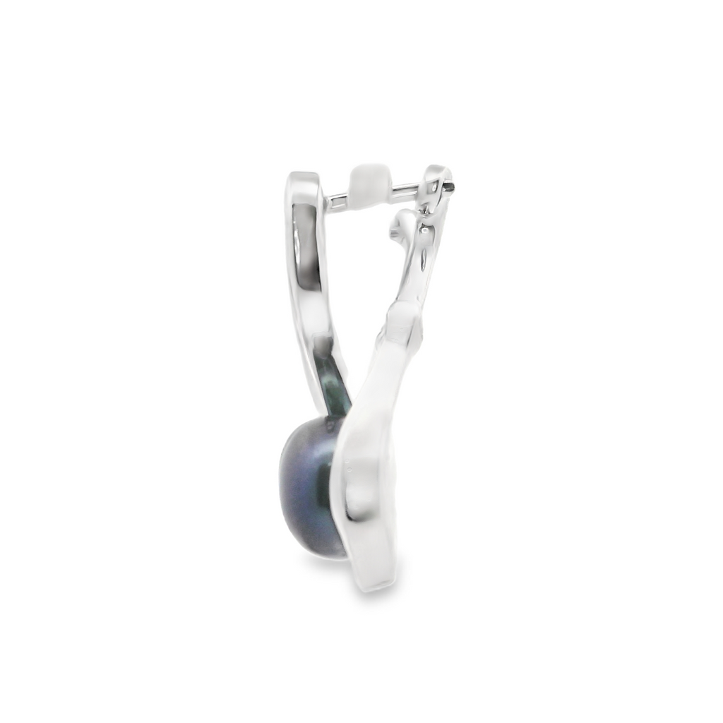 Sterling Silver Black Pearl Earrings