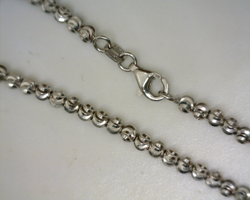 14K WG Diamond Cut Beaded Chain 18"