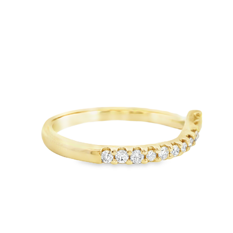 14K YG Curved Diamond Band