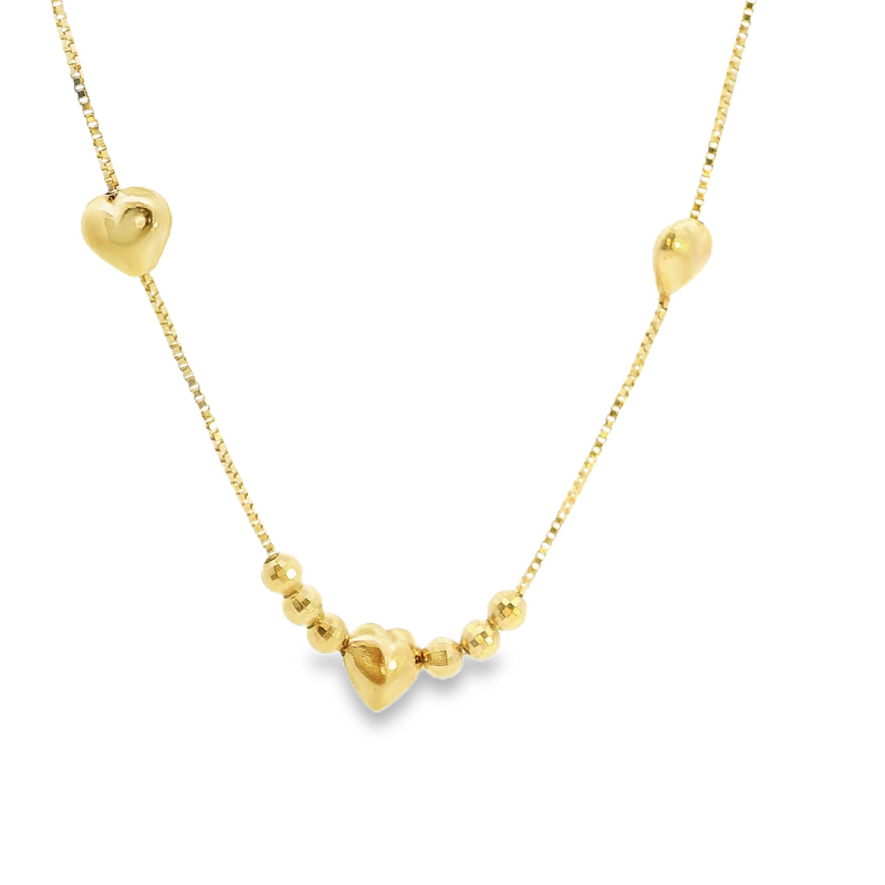 10K YG Heart Necklace 17"
