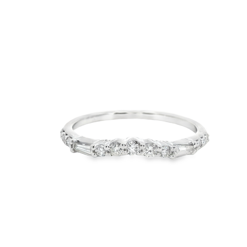 14K WG Curved Diamond Band