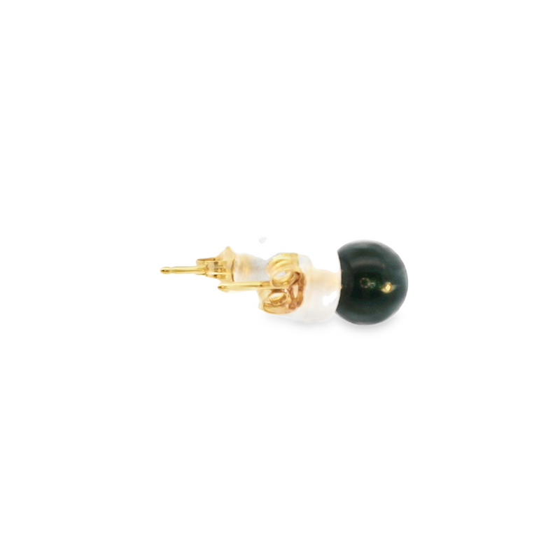 14K YG Black Onyx Stud Earrings