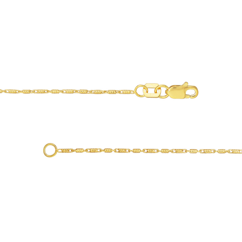 14K YG Diamond Cut Bead Chain 18"