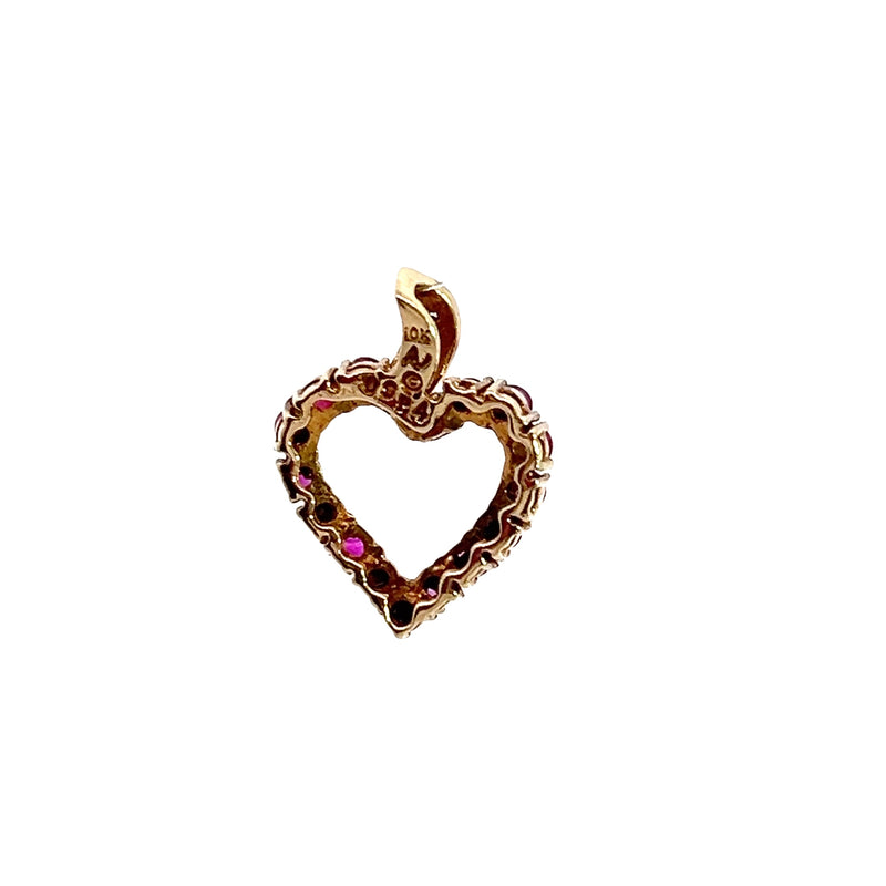 10K YG Ruby & Diamond Heart Pendant