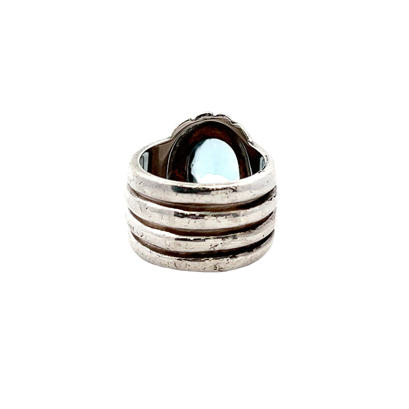 Sterling Silver Wide Blue Topaz Ring