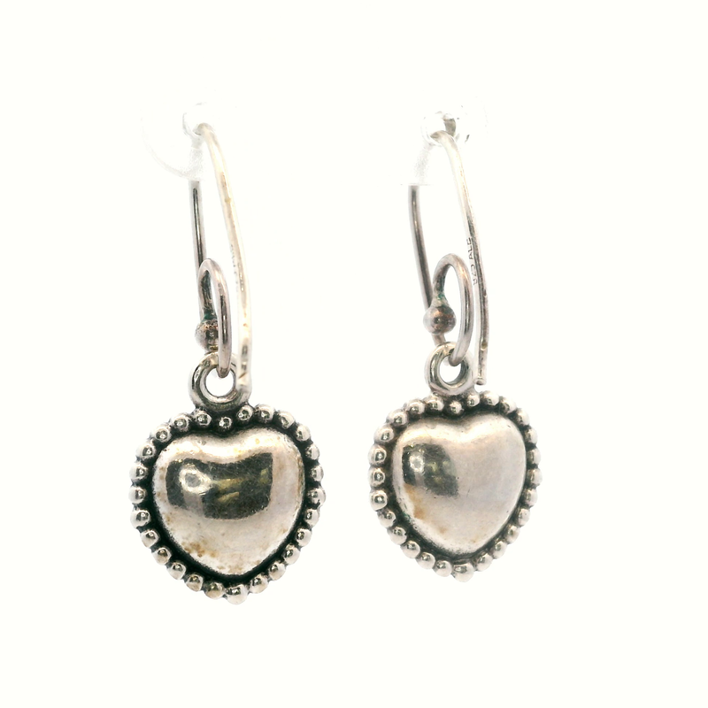 Pandora Sterling Silver Reversible Heart Earrings