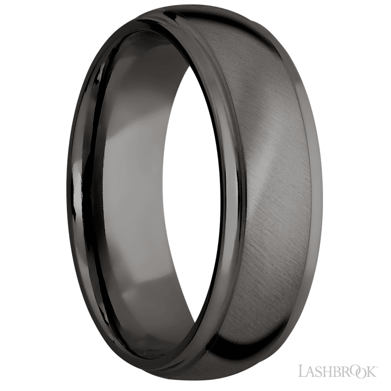 7 mm wide Domed Stepped Down Edges Tantalum Noir band. Size 11.75