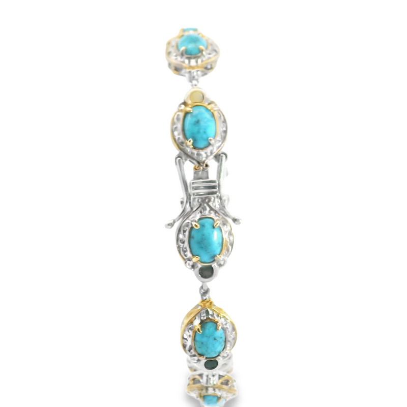 Spider Web Turquoise & Black Spinel Bracelet