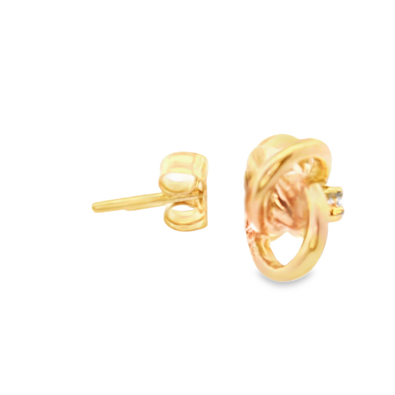 14K YG Diamond Knot Style Earrings
