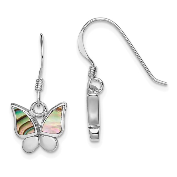 Silver Abalone Butterfly Earrings