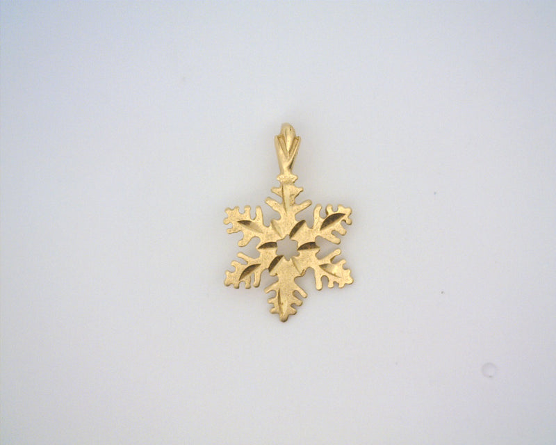 14K YG Diamond Cut Snowflake Charm