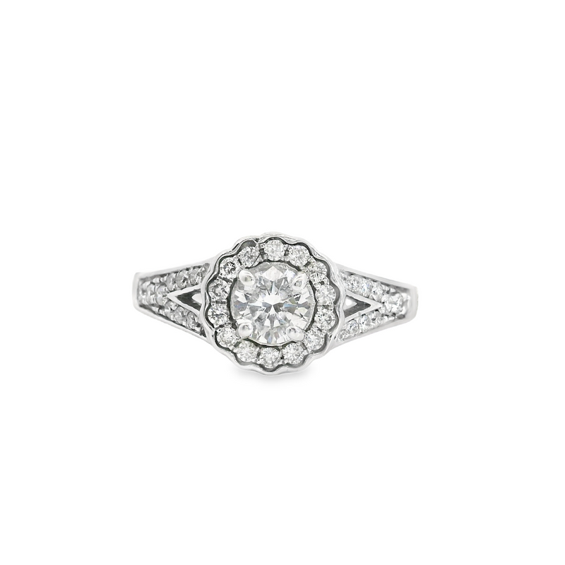 14K WG HALO DIAMOND ENGAGEMENT