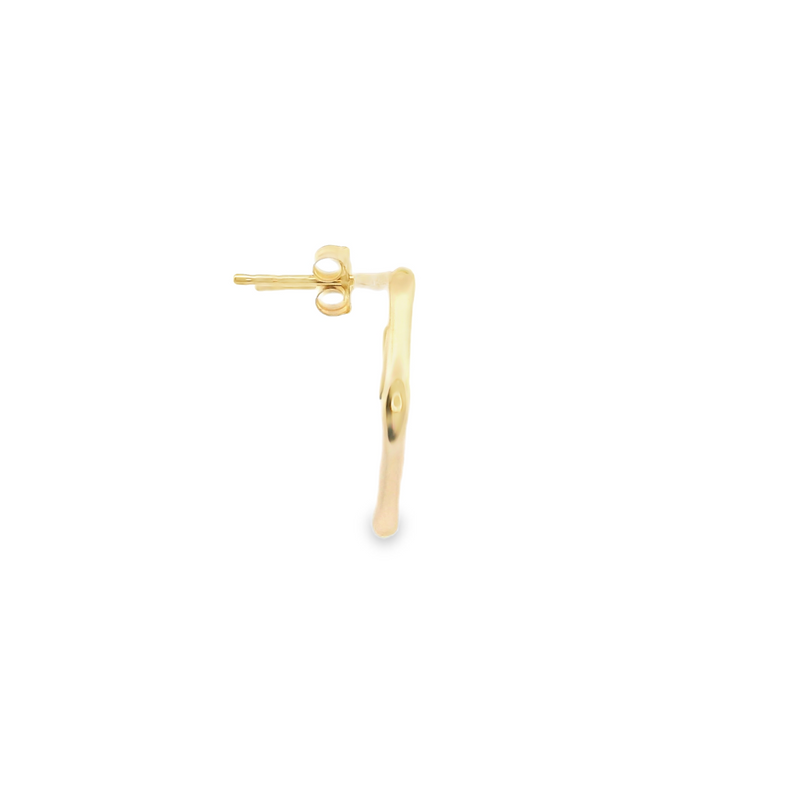 14K YG Geometric Pearl Studs
