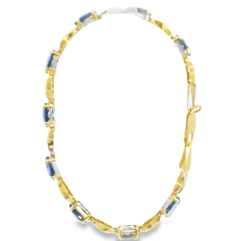 10K Two Tone Lab Grown Sapphire & Diamond Bracelet