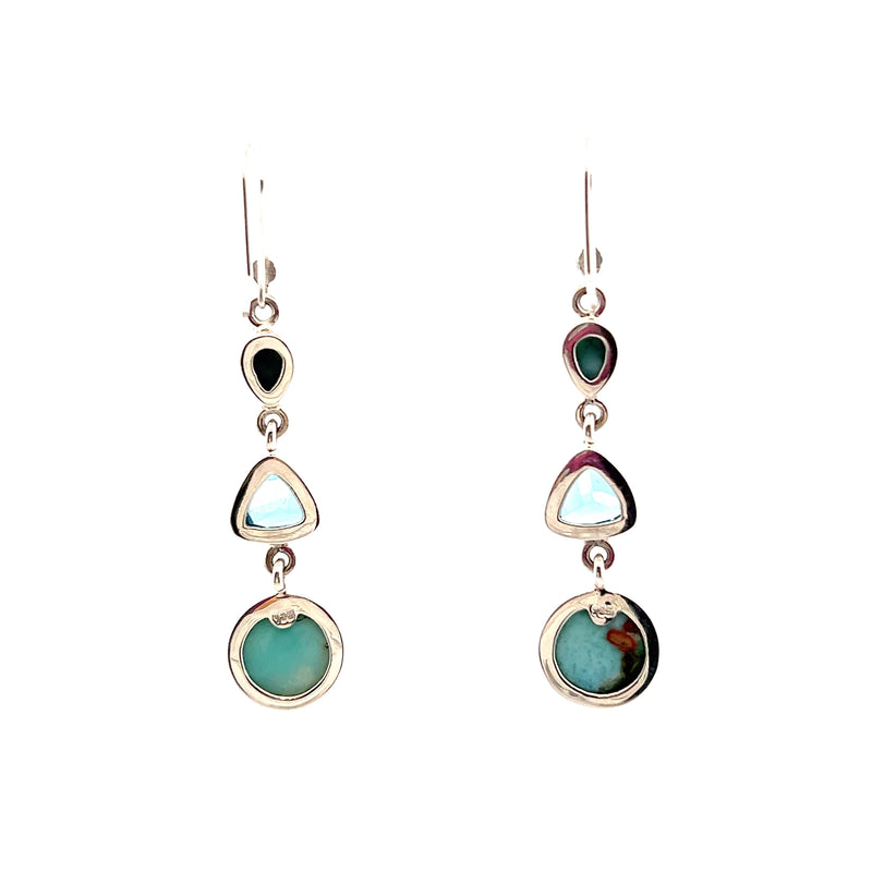 Sterling Silver Blue Topaz & Larimar Earrings