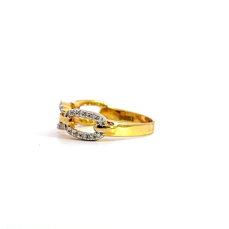 14K YG Chain Style Diamond Ring