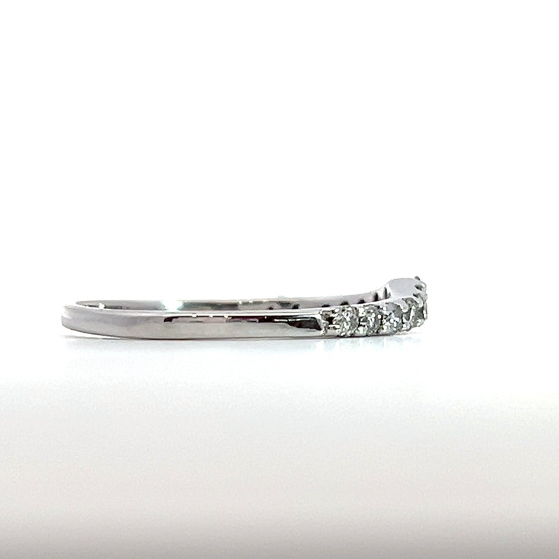 14K WG V Curved Diamond Wedding Band