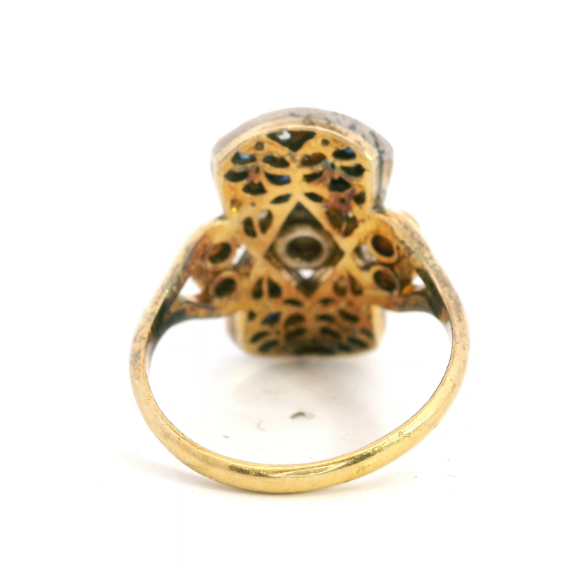 18K YG Vintage Sapphire & Diamond Ring