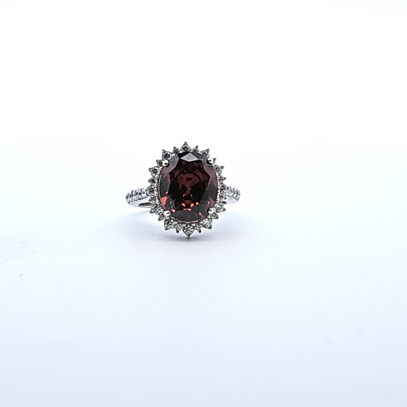 SS CZ Halo Ring Size 6