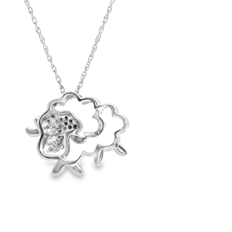 Sterling Silver Diamond Sheep Pendant