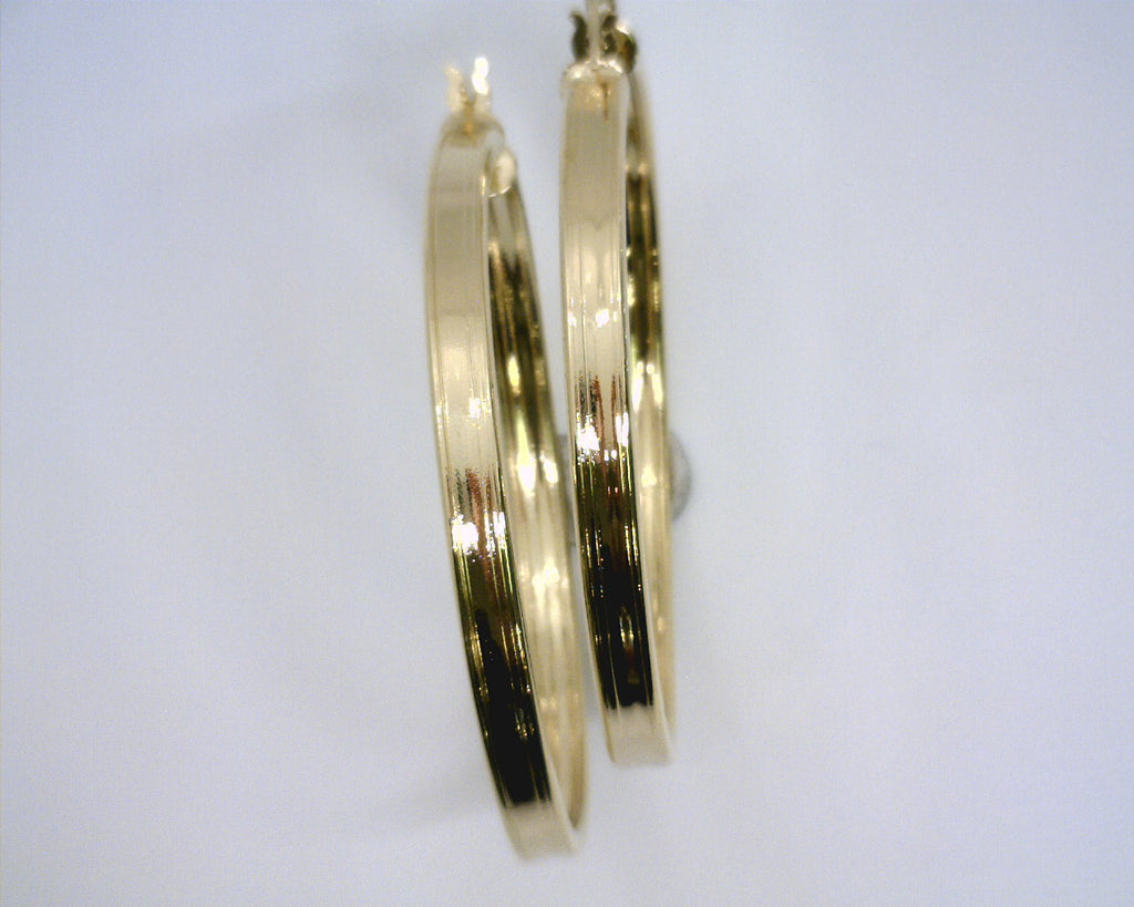 Gold Overlay over Brass Hoop Earrings 2" Diameter