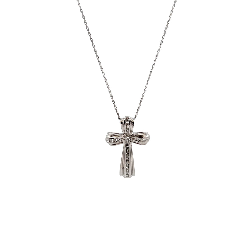 10K WG Diamond Cross with 18" Chain