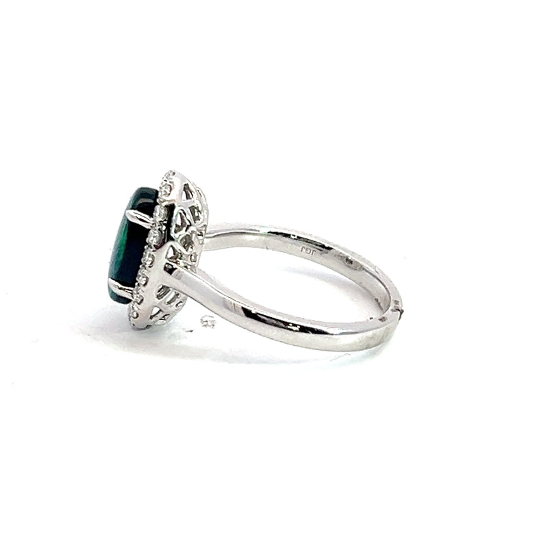 18K WG OPAL/DIAMOND RING