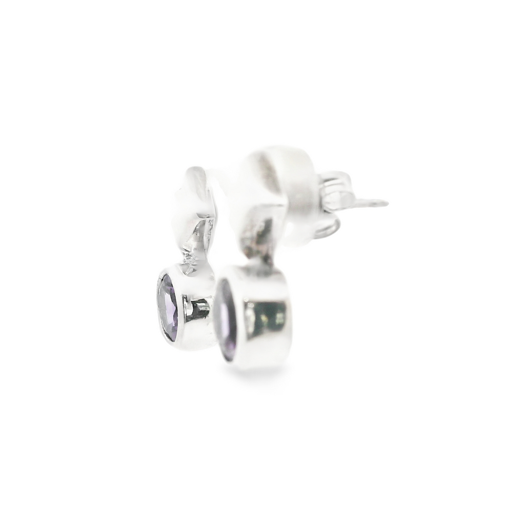 Sterling Silver Amethyst Stud Earrings