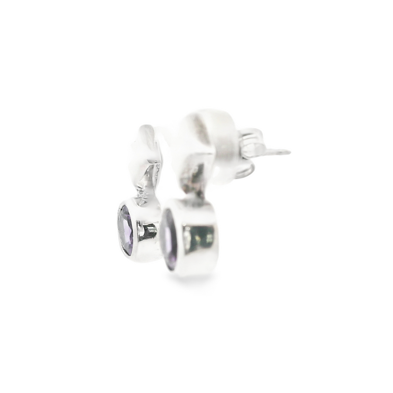Sterling Silver Amethyst Stud Earrings