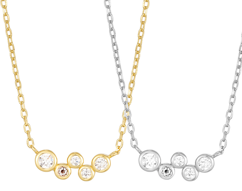Gold Bezel Set Bubble Bar Necklace