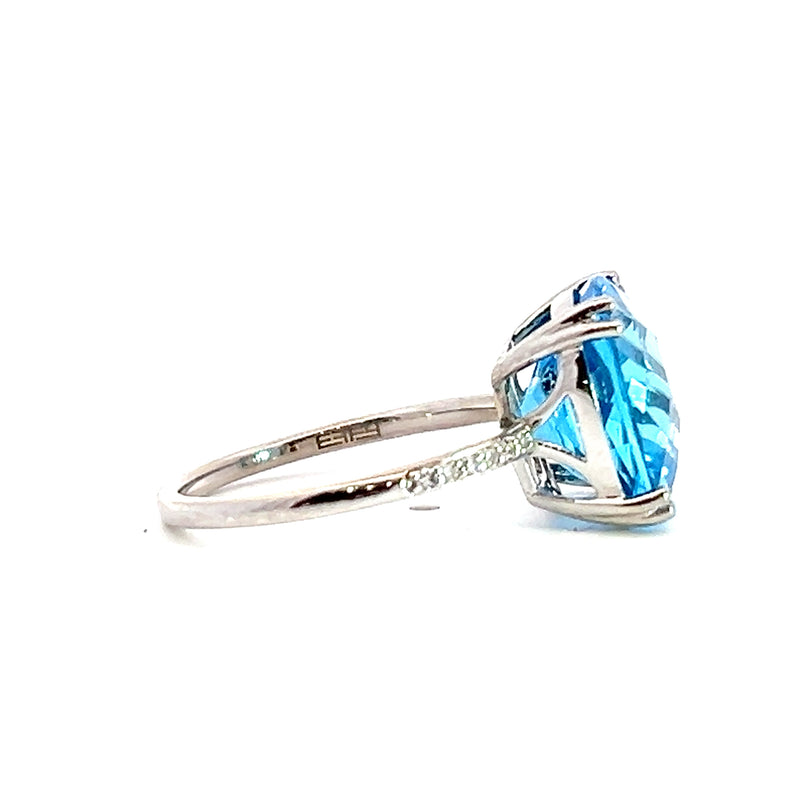 Effy 14K WG Blue Topaz & Diamond Ring