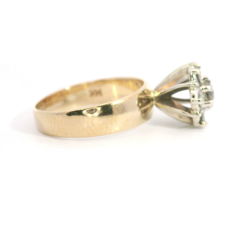 14K YG Cluster Diamond Ring