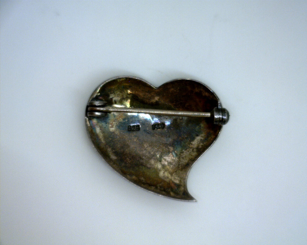 STERLING SILVER MARCASITE HEART PIN