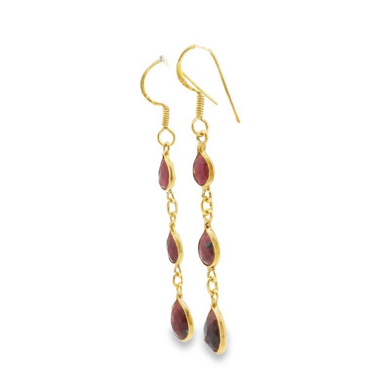 Gold Plated Sterling Silver Ruby Earrings