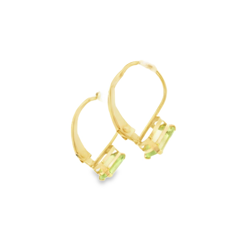 14K YG Peridot Leverback Earrings