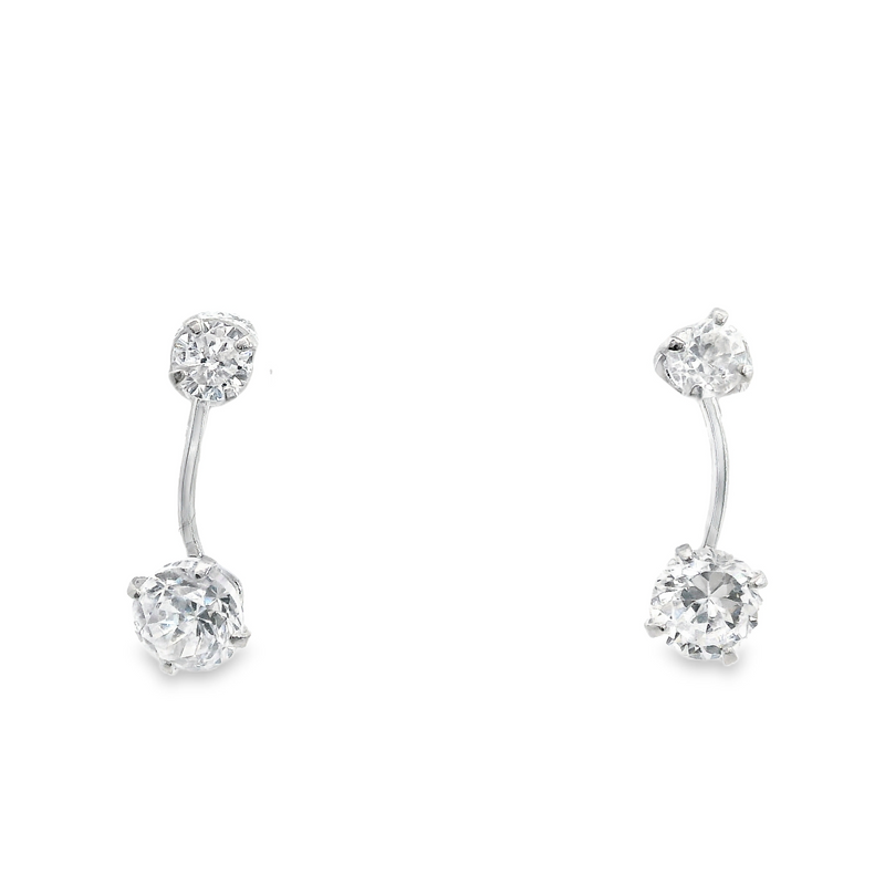 14K WG CZ Drop Earrings