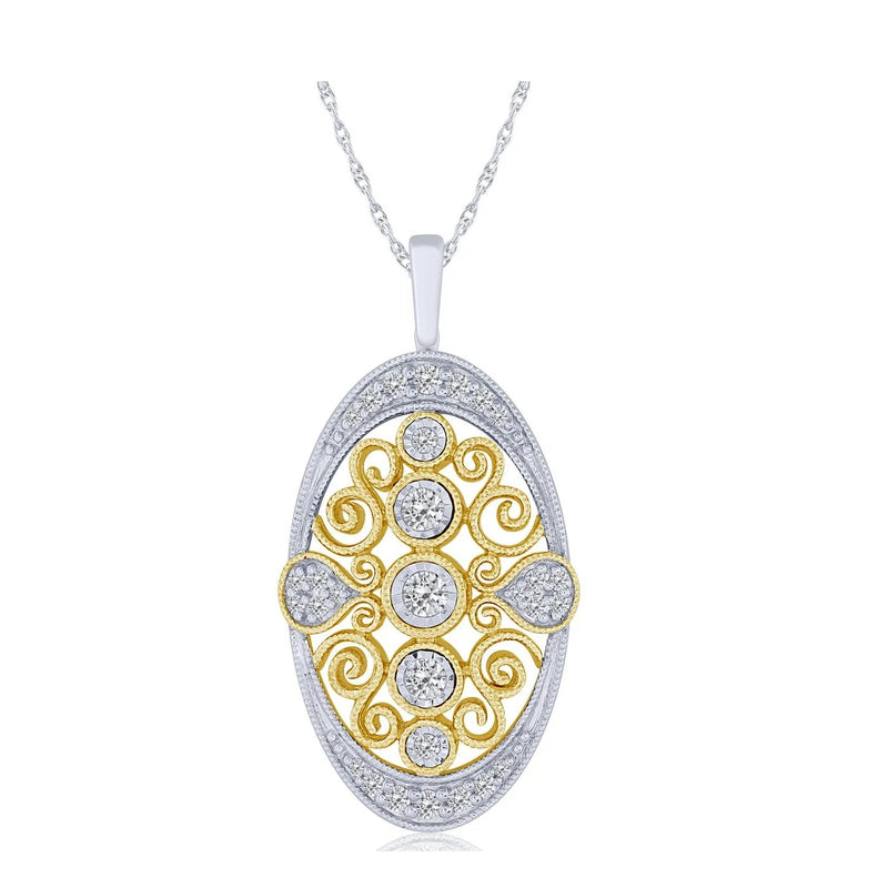 14K TWO TONE DIAMOND PENDANT