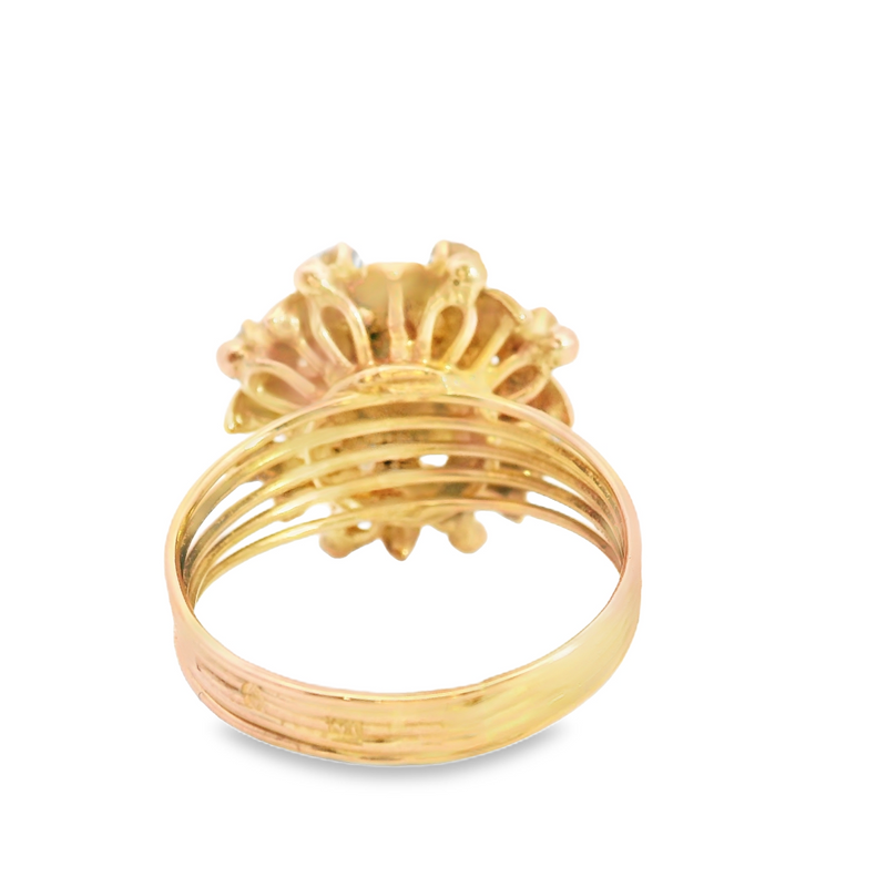 10K YG Pearl & White Sapphire Ring