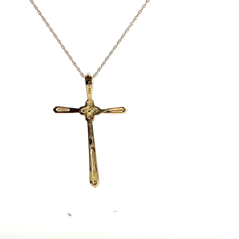 10K YG Diamond Cross Pendant