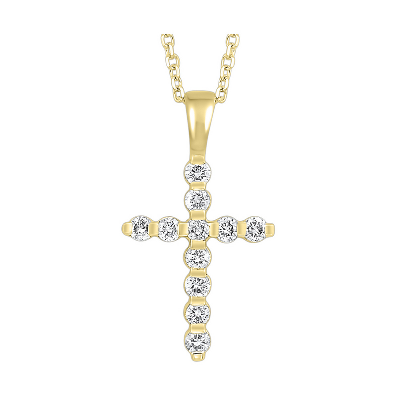 14K White Gold Diamond Cross Pendant