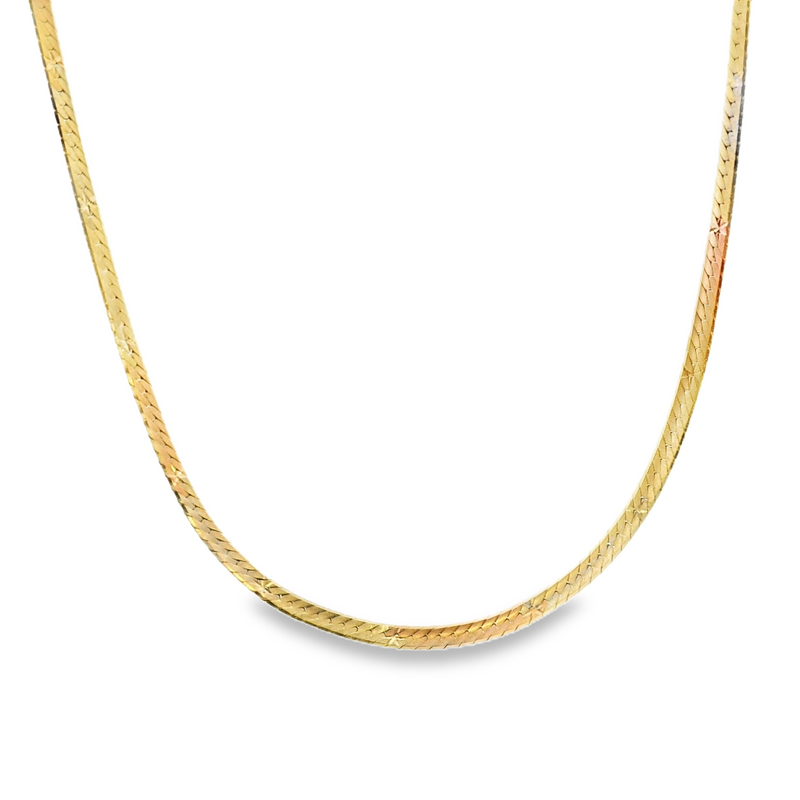 14K Tri Color Herringbone Necklace 18"