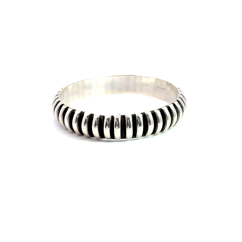 Sterling Silver Ridged Bangle Bracelet