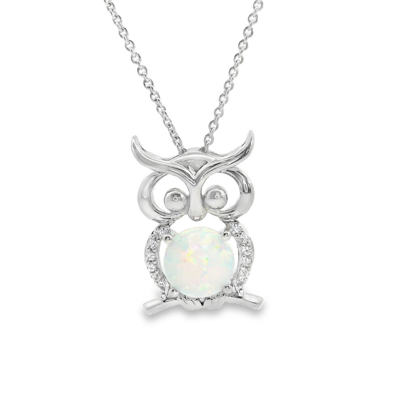 Sterling Silver Gemstone Owl Pendant