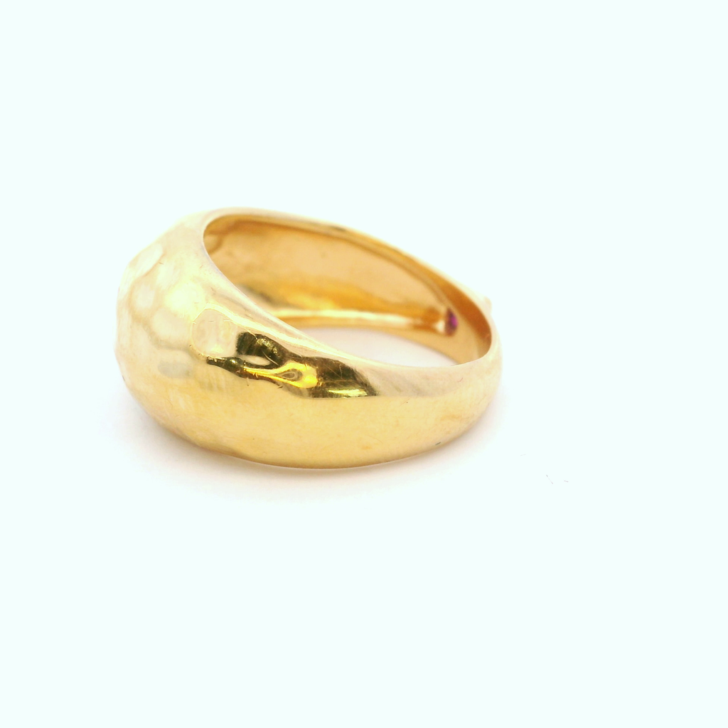 Gold Plated Sterling Silver Domed Hammer Band Size 6