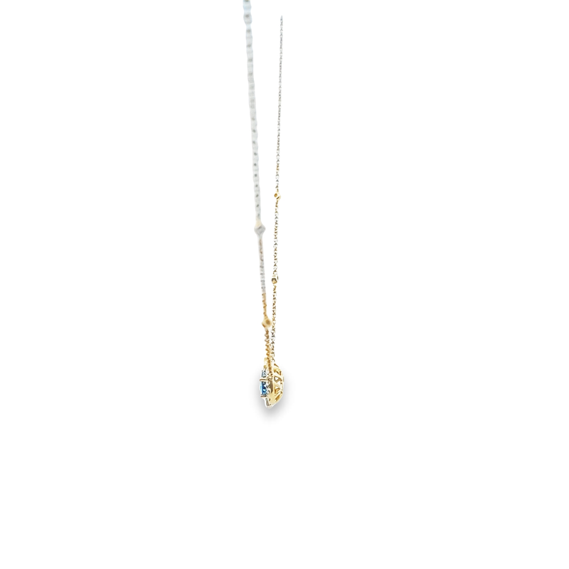 14K YG Aquamarine & Diamond Necklace