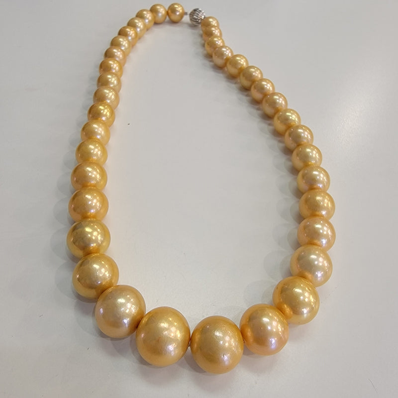 14K YG Natural Gold South Sea Pearls 9-12mm