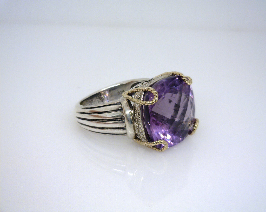 Sterling Silver & 14K YG Amethyst Ring