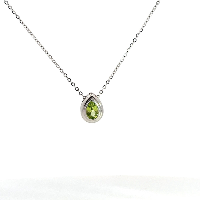 14K WG Peridot Solitaire Necklace