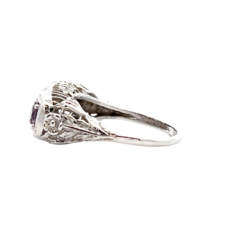 Sterling Silver 3 Stone Vintage Style CZ Ring