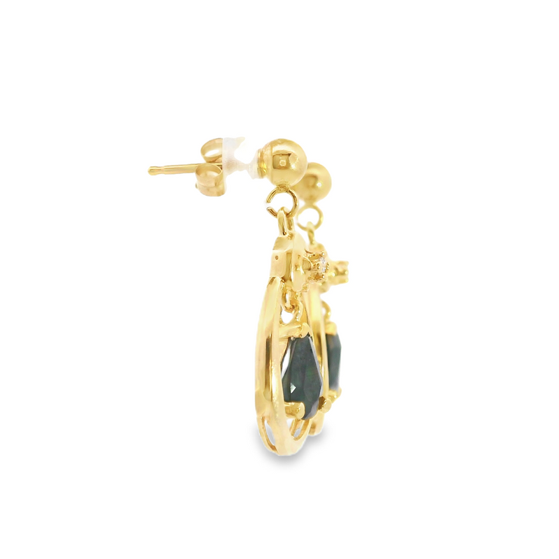 14K YG Sapphire & Diamond Drop Earring